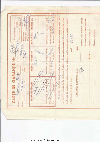 dacia 1310 tlx 1989 certificat