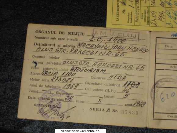 dacia 1100/1969 din cluj talon