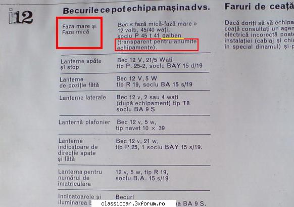 dacia 1300-1971 scrie clar negru alb, masina venea becuri galbene doar pentru anuminte era trebuie