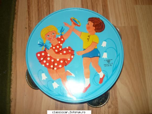 jucarii vechi din tabla romanesti tamburina romanesca din tabla anii 70pret
