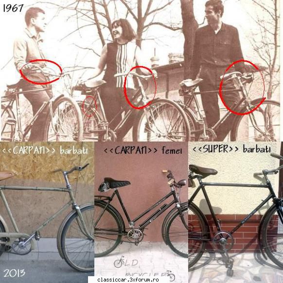 biciclete vechi intr-o poza lui andrei, sunt biciclete carpati din 1967: super, dama dubioasa este