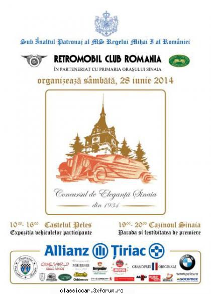 concursul eleganta sinaia retromobil club romania, sub inaltul patronaj majestatii sale regelui