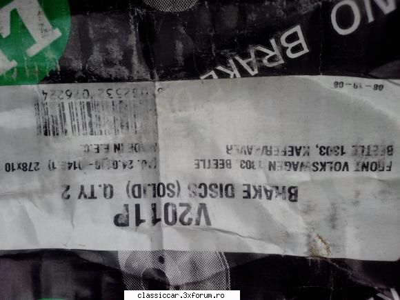 vand disc si tambur frana nou pt vw 
nu stiu pt ce model e,o poza de pe cutie vand disc si tambur