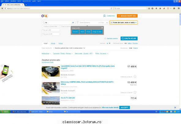 sectiune discutii olx mine apare asa. curat