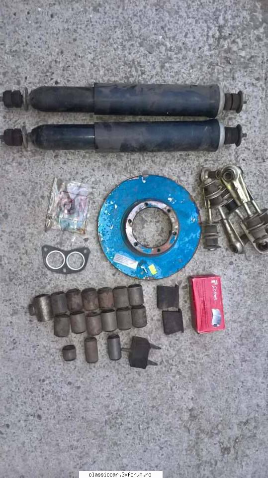 bascule, piese frana doua bielete antiruliu, membrana de pompa benzina si garnitura de evacuare s-au