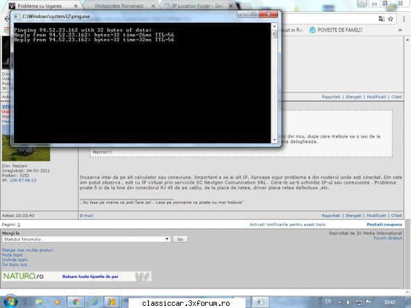problema logarea ti-am dat ping adresa pare regula dar pot apare probleme solicitari mari incearca