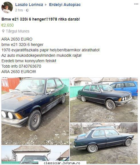 bmw e21 320/6 vezi asta facebook. grup vanzari mures masina. Admin