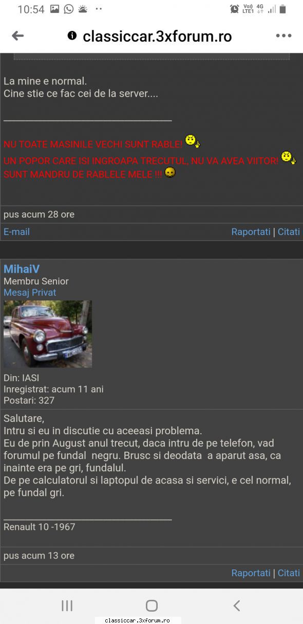 forum autentic mine arată așa, gri  pot vedea cine făcut posturile cand caut