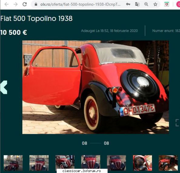 registru fiat topolino inca una restaurata recent bihor