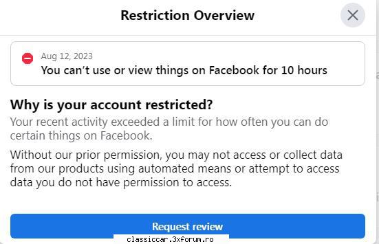 am fost blocat pe facebook, pentru ca am criticat intentia de a baga impozit pe vehiculele istorice!