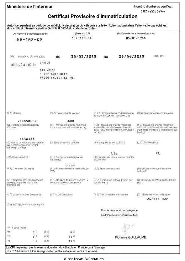 solex 3800 acte temporare