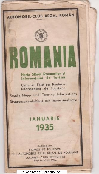 automobil club regal roman din 1935 harta starei drumurilor turism . 