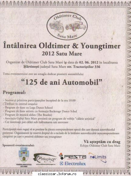 Intilnire de oldtimer Satu Mare - Mai clar de citit - Arhiva evenimente 2012