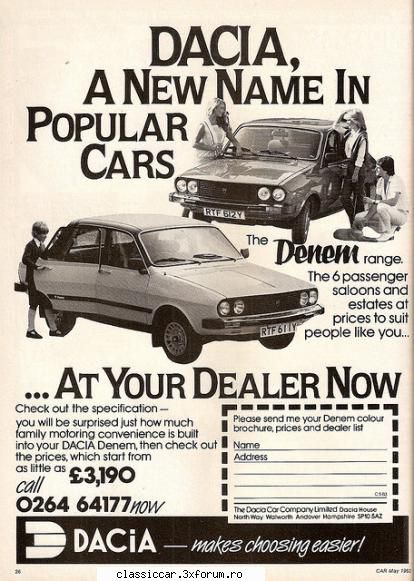 Brosura Dacia Denem - oldtimercraiova - File de istorie