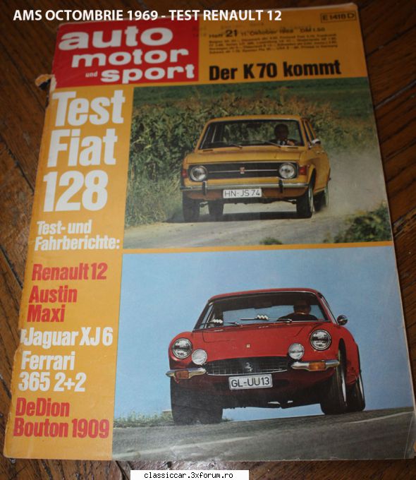 Carti si reviste auto - Revista AMS octombrie 1969, include test - Vanzari- cumparari carti si reviste auto