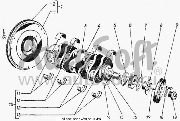 Coduri de piese la motorul Gaz 69 - Arbore cotit-cuzineti palier № - Fise tehnice