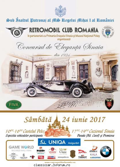 Concursul de Eleganta Sinaia - 24 iunie - RETROMOBIL CLUB ROMANIA, sub Inaltul - Arhiva evenimente 2017