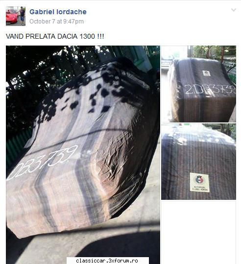 Cumpar diverse piese - Prelata vindea un tip pe grupul de Facebook Dacia - Cumparari piese