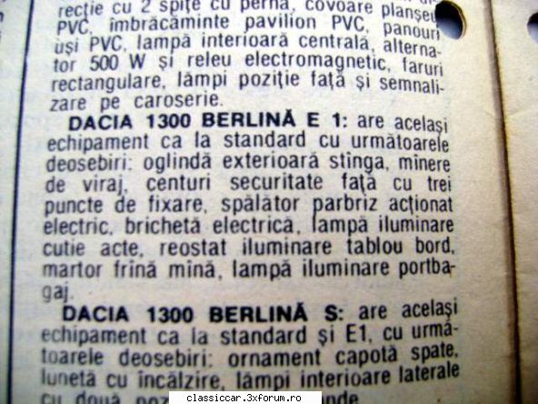 Dacia - Modele, variante, versiuni - Dacia 1300 Berlina E1 - File de istorie