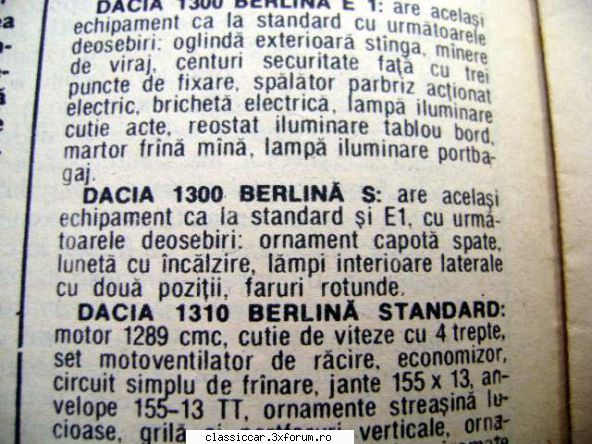 Dacia - Modele, variante, versiuni - Dacia 1300 Berlina S - File de istorie