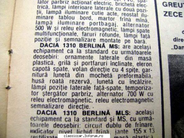 Dacia - Modele, variante, versiuni - Dacia 1310 Berlina MS - File de istorie