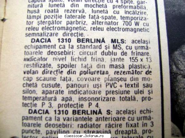 Dacia - Modele, variante, versiuni - Dacia 1310 Berlina MLS - File de istorie
