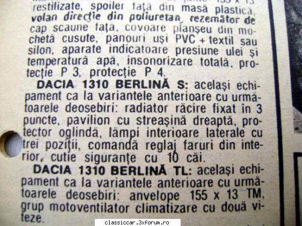 Dacia - Modele, variante, versiuni - Dacia 1310 Berlina S - File de istorie