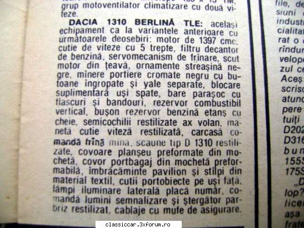 Dacia - Modele, variante, versiuni - Dacia 1310 Berlina TLE - File de istorie
