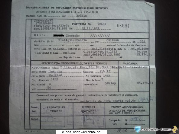 Dacia - Modele, variante, versiuni - Pardon,factura! Serie motor - File de istorie