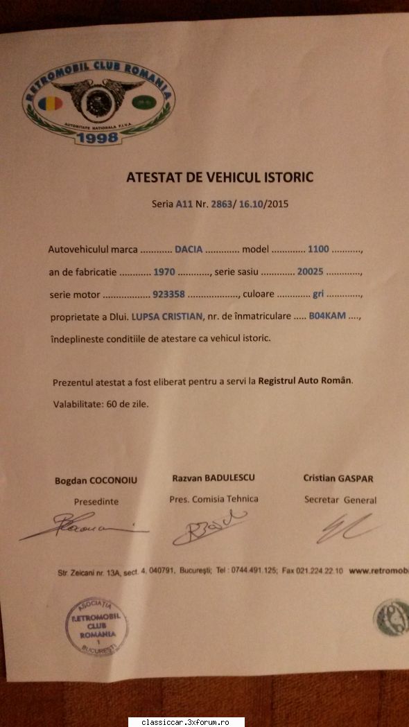 Dacia 1100, 1970 cristi_lupsa - Cu oarecare intarziere, anunt ca am primit - Reconditionari si Restaurari