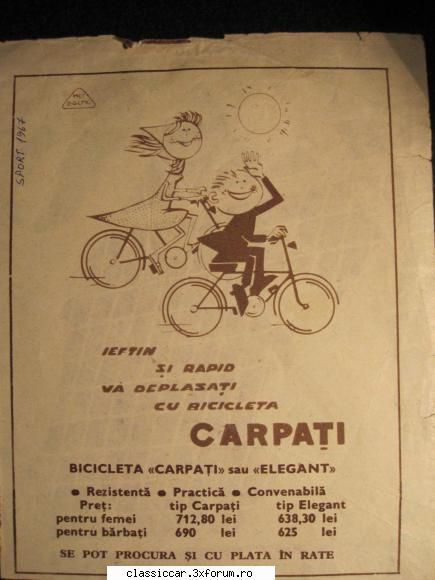 Dezmembrez Carpati din 1959 - Reclame vechi din revista Sport din anul 1967 - Vanzari-Cumparari biciclete