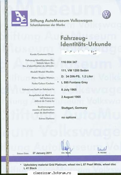 Forumist nou-nout - Certificatul de origine il obti de la AutoMuseum - Prezentare forumisti