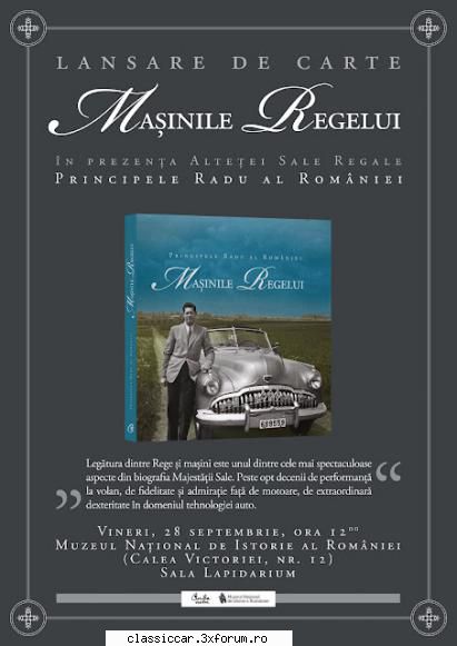 Lansare de carte : Masinile Regelui : 28 septembrie - Evenimente editoriale: Curtea - Arhiva evenimente 2012