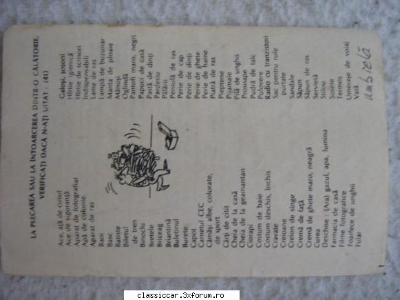 Lista de drum - Iata si o lista dintr-o agenda de acum vreo 30 - Arhiva evenimente 2009