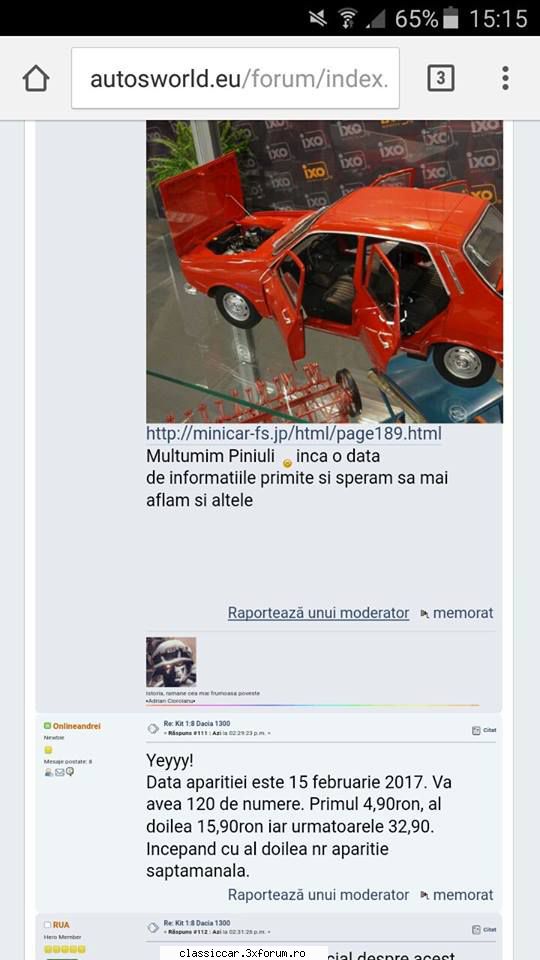 Macheta Dacia 1300 - scara 1:8 - Nu sant 2 ani si jumatate. Intr-un an apar maxim - Modelism si machetute