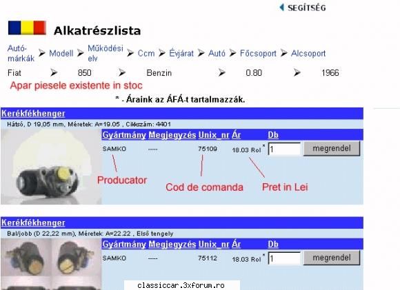 Magazine de piese cu cataloage on-line - Pas 8 Apare lista cu piesele din stoc (Am ales - Magazine cu piese