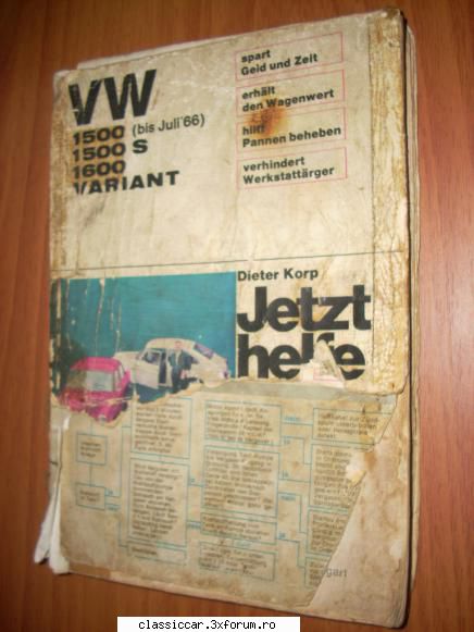 Manual intretinere VW TYP 3 - Stare OK, urme de uzura normale - Vanzari- cumparari carti si reviste auto