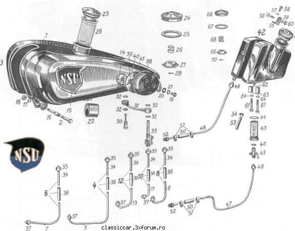 NSU 351 OSL din 1938 - Iar aici este o schema explode cu rezervorul si - Reconditionari si Restaurari