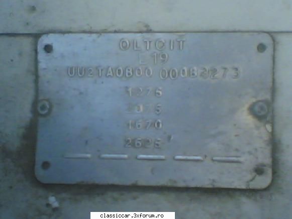 Oltcit Club-1983 - Placuta serie caroserie - Reconditionari si Restaurari