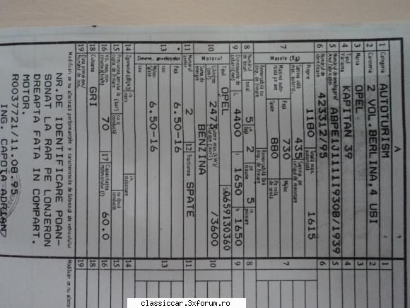Opel Kapitan 1938 - poze CI, Nr omologare I930B1939 Nr identificare - Prezentare masini