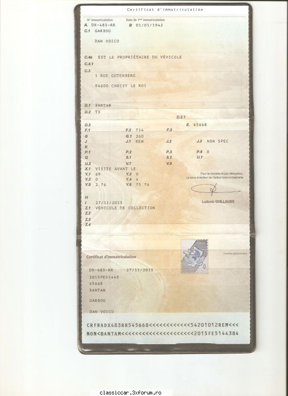 Remorca Bantam - Certificat de inmatriculare remorca cu mentiunea - Remorci, rulote, campere