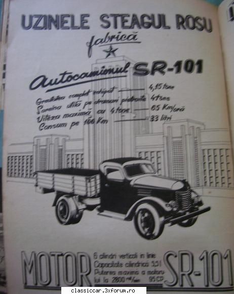 SR - Autocamioanele Steagul Rosu - Reclama originala SR 101 - File de istorie