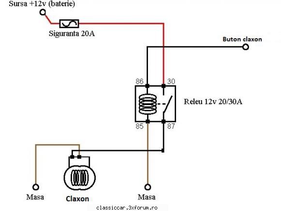 Schema legare releu la claxon - As vrea sa-mi pun un releu pe circuitul - Coltul Tehnic
