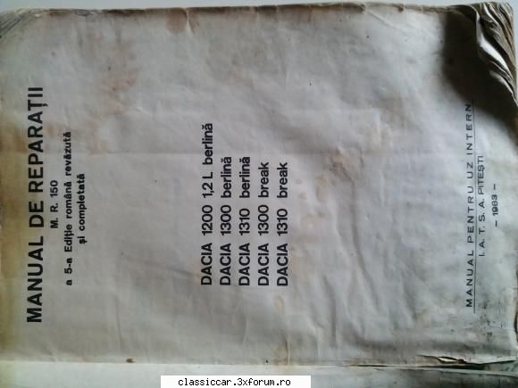 Schimb Manual de reparatii Dacia 1300 pentru uz intern - lmaqurius - Vanzari- cumparari carti si reviste auto