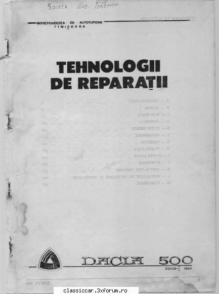 Tehnologii de reparatii "Dacia 500" - lastunul - Documentatii Tehnice - Colectie de linkuri tehnice utile