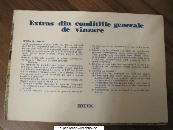 Vaand Carticica Oltcit - Spatele foi de garantie! - Vanzari- cumparari carti si reviste auto