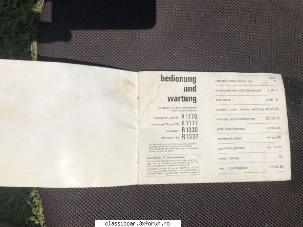 Vand manual Renault 12 in lb germana - mirel vicaru - Vanzari- cumparari carti si reviste auto