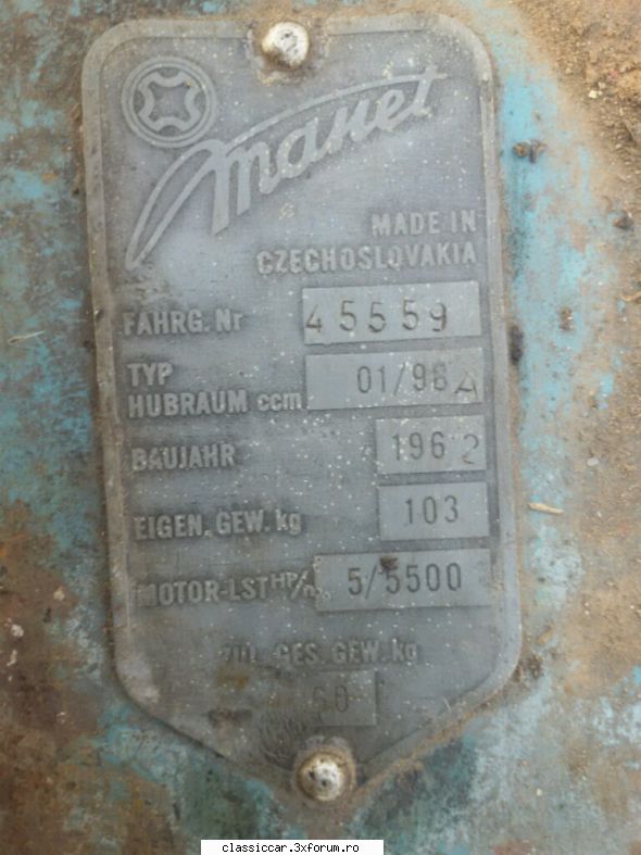 Vand piese motoreta Manet 100 S 1962 - Aceasta este tablita - Vanzari  piese si accesorii