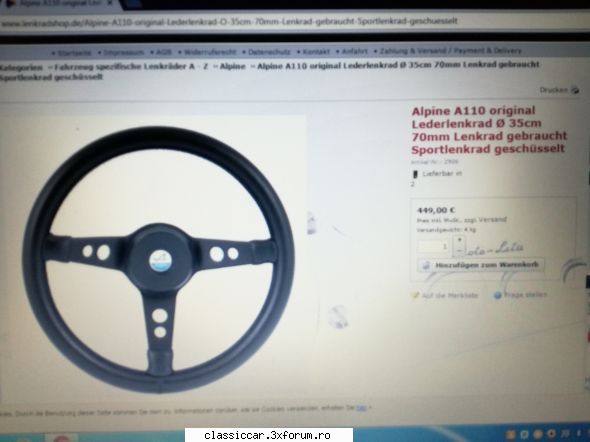 Volan colecție Renault alpine, Renault A110.. Oltimere - cty - Vanzari  piese si accesorii