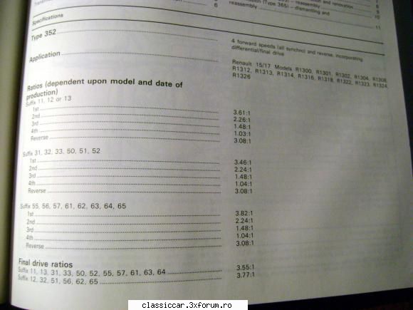 identificare cutie Renault 12 - O poza din manualul Haynes 763, unde sunt trecute - Coltul Tehnic